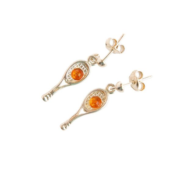 Baltic Amber Tennis Racket Earrings in s925 - Picture 3 of 6